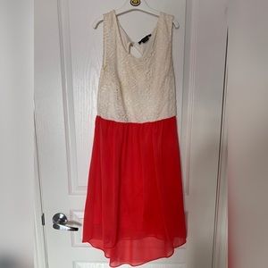 High-low sheer sexy dress - hot pink and white